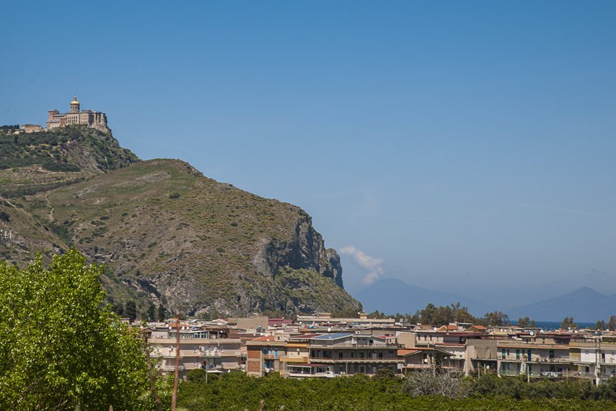 Hillside town and hilltop sanctuary in Sicily
